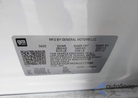 2022 Buick Enclave Awd Avenir z USA, uszkodzony, nr VIN 5GAEVCKW1NJ177556